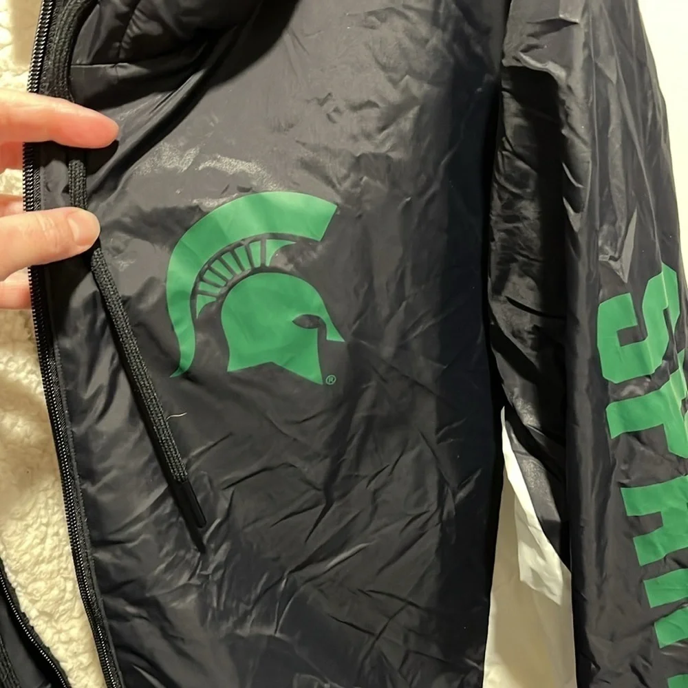 Victoria Secret PINK MSU Spartans Sherpa Lined Jacket